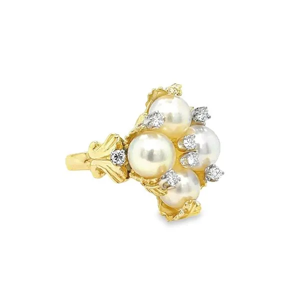 Estate 18k Yellow Gold Pearl and Diamond Ring Image 2 Toner Jewelers Overland Park, KS