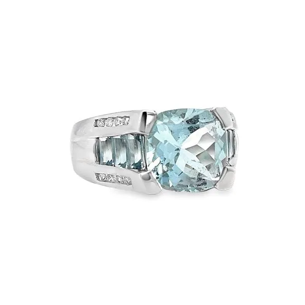 Estate 14k White Gold Aquamarine Ring Image 2 Toner Jewelers Overland Park, KS