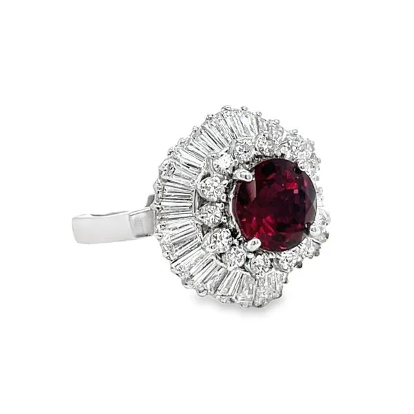 Estate Platinum Garnet and Diamond Cocktail Ring Image 3 Toner Jewelers Overland Park, KS