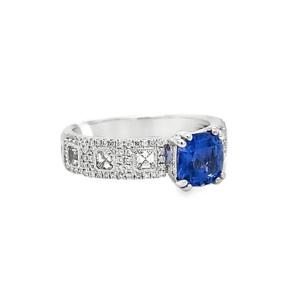 Estate Platinum Sapphire and Diamond Ring Image 2 Toner Jewelers Overland Park, KS