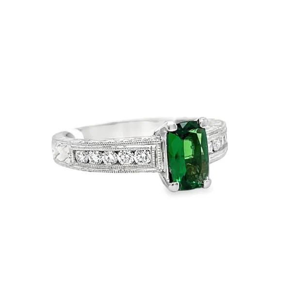 Estate Platinum Green Tourmaline and Diamond Ring Image 2 Toner Jewelers Overland Park, KS