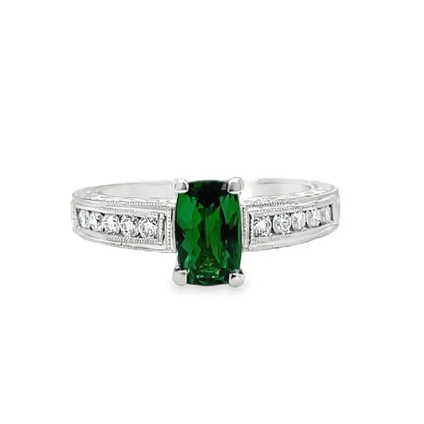 Estate Platinum Green Tourmaline and Diamond Ring Toner Jewelers Overland Park, KS