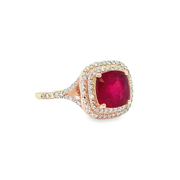 Estate 14k Rose Gold Ruby and Diamond Ring Image 2 Toner Jewelers Overland Park, KS