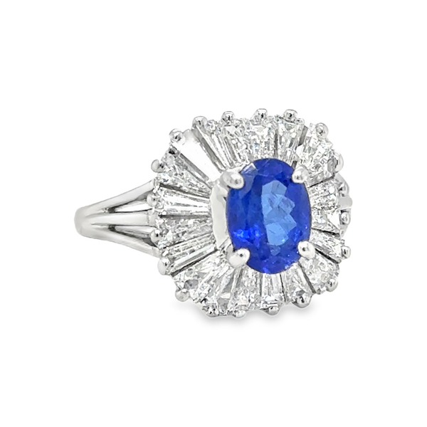 Platinum Sapphire & Diamond Ballerina Ring Image 2 Toner Jewelers Overland Park, KS