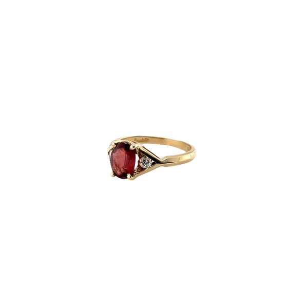 14k Yellow Gold Garnet & DIamond Ring Image 2 Toner Jewelers Overland Park, KS