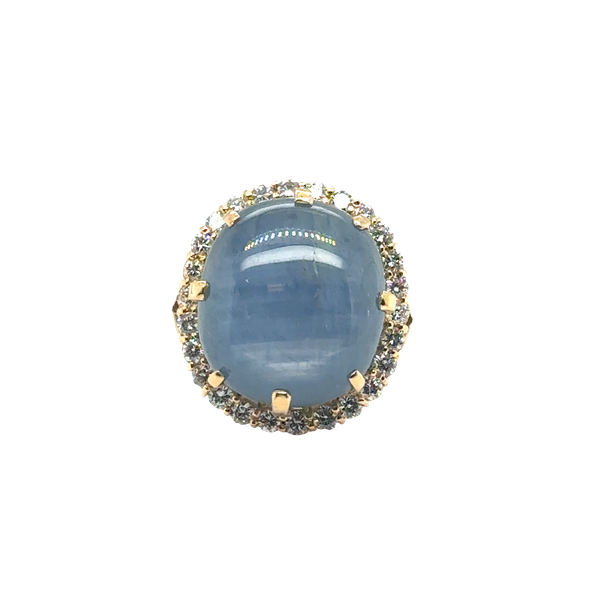 20 Karat Yellow Gold Oval Star Sapphire and Diamond Estate Ring Image 2 Toner Jewelers Overland Park, KS