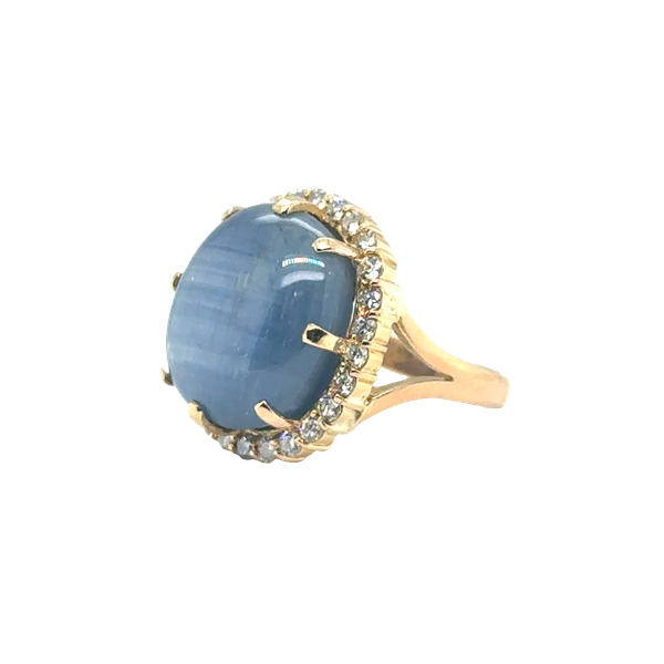 20 Karat Yellow Gold Oval Star Sapphire and Diamond Estate Ring Toner Jewelers Overland Park, KS