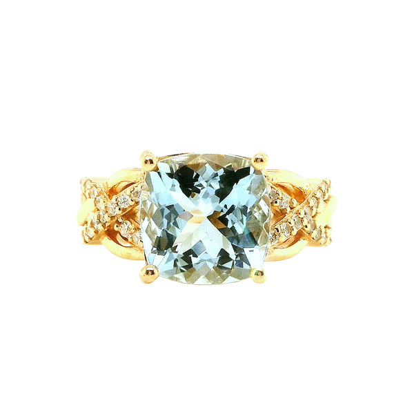 14k Yellow Gold Estate Aquamarine and Diamond Ring Toner Jewelers Overland Park, KS