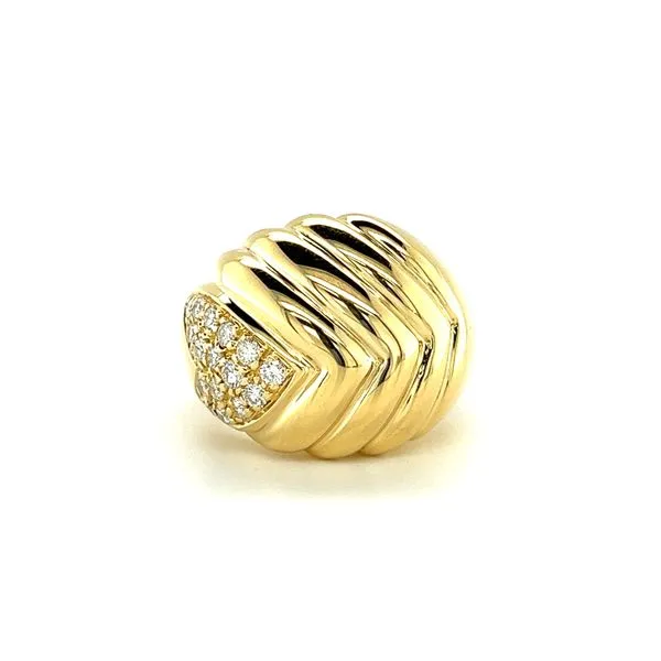 Estate 18 Karat Yellow Gold Diamond Domed Band Toner Jewelers Overland Park, KS