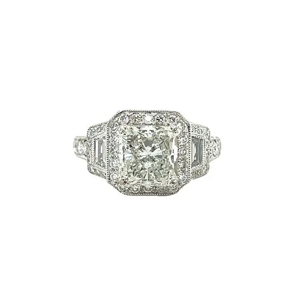 Estate 14 Karat White Gold Square Radiant Diamond Ring Toner Jewelers Overland Park, KS