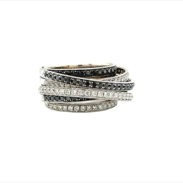 Estate 18 Karat White Gold Black and White Diamond Band Image 2 Toner Jewelers Overland Park, KS