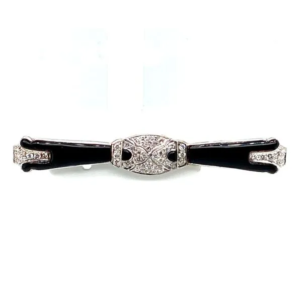 Estate 18k White Gold Diamond and Onyx Pin Toner Jewelers Overland Park, KS