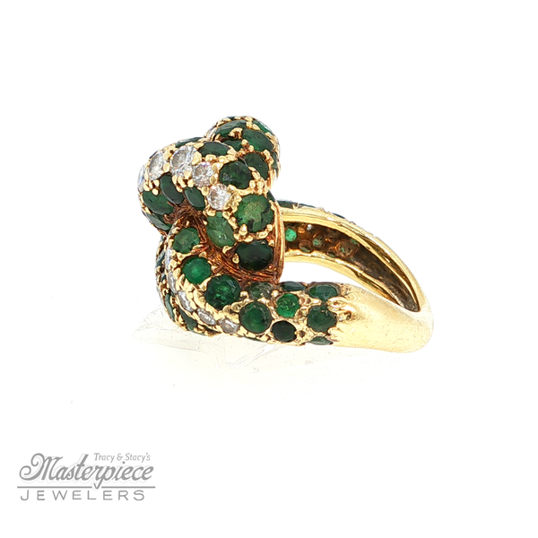 Knotted Emerald and Diamond Ring Image 3 Masterpiece Jewelers  Daytona Beach, FL