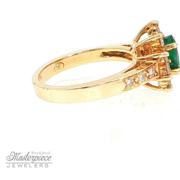 Emerald and Diamond Halo Ring Image 5 Masterpiece Jewelers  Daytona Beach, FL