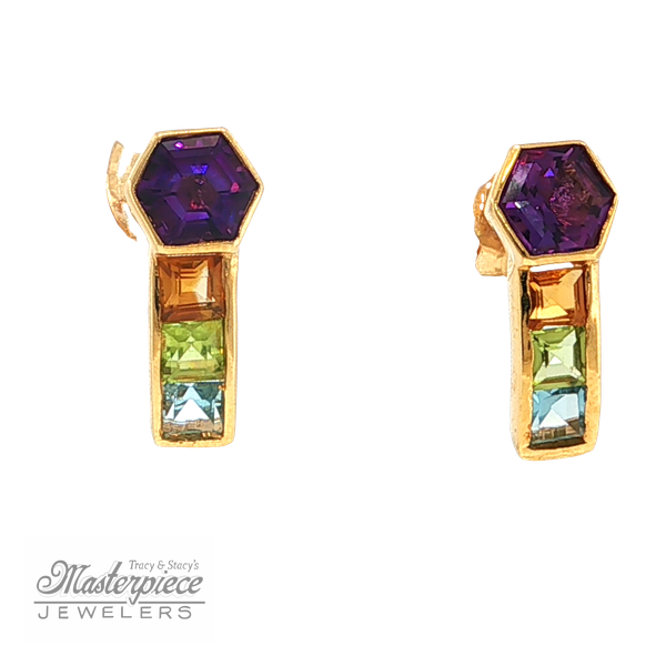 Colorful Bezel Earrings With Hexagon Amethyst Masterpiece Jewelers  Daytona Beach, FL