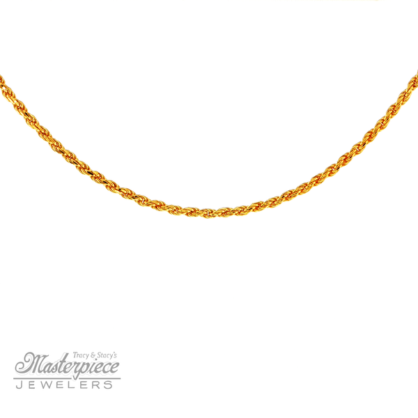 Adjustable 1.4Mm 22 Inch Rope Chain Masterpiece Jewelers  Daytona Beach, FL