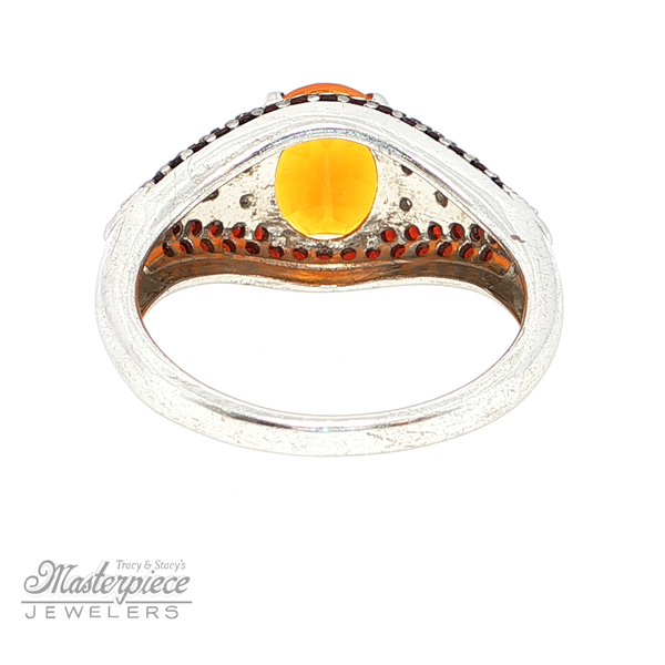 Oval Fire Opal with Garnets And CZs Image 4 Masterpiece Jewelers  Daytona Beach, FL
