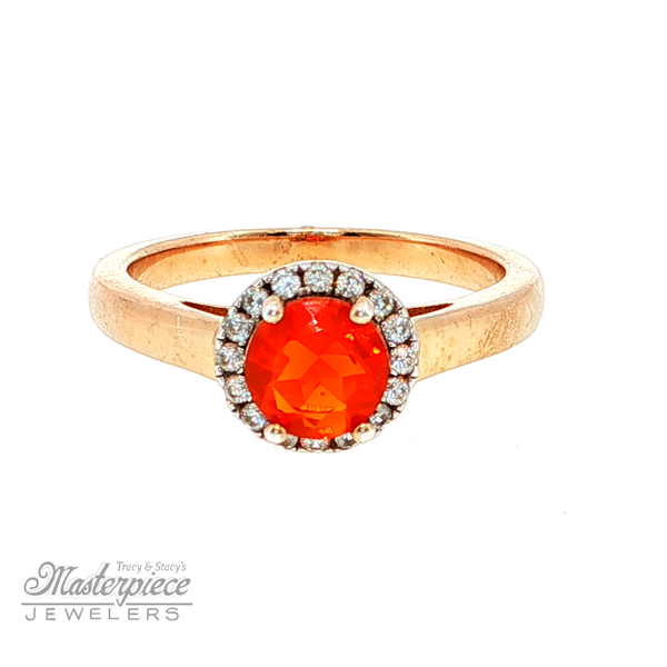 Firey Opal And Its Complimenting CZ Halo Masterpiece Jewelers  Daytona Beach, FL
