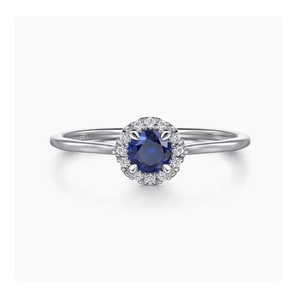 14 Karat White Gold Sapphire & Diamond Halo Ring Trinity Jewelers  Pittsburgh, PA