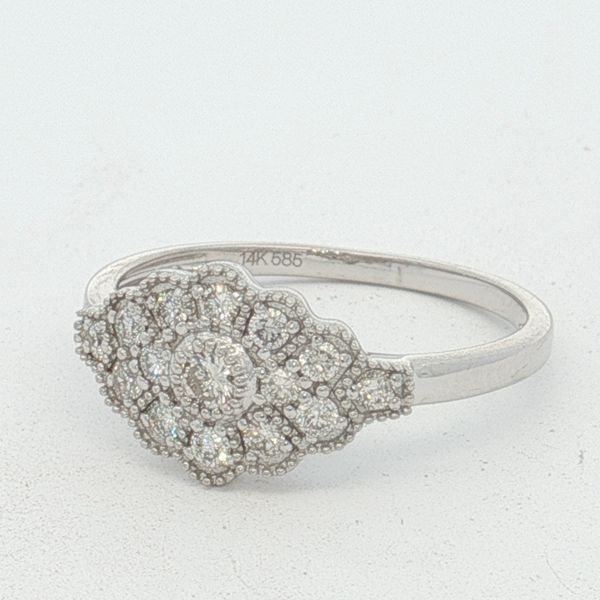 14 Karat White Gold Vintage Inspired Diamond Ring Trinity Jewelers  Pittsburgh, PA