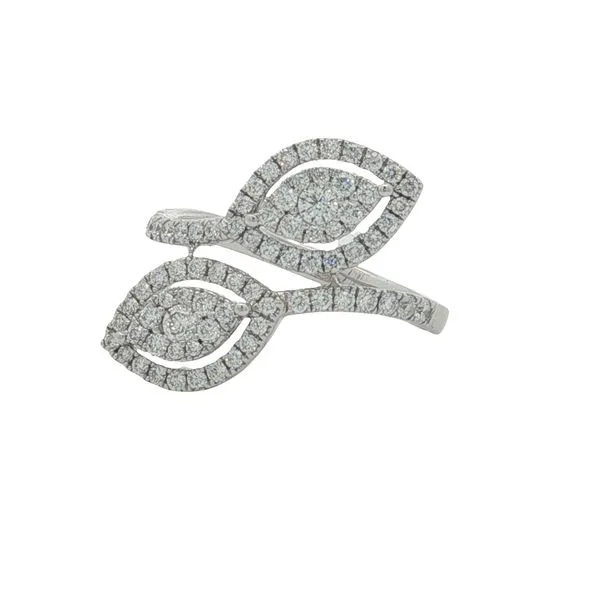 14 Karat White Gold Diamond Cluster By Pass Ring Trinity Jewelers  Pittsburgh, PA