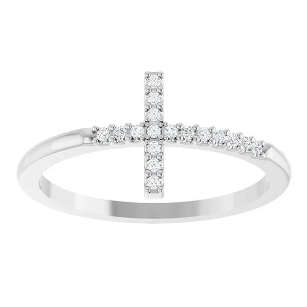 14 Karat White Gold Diamond Sideways Cross Diamond Ring Trinity Jewelers  Pittsburgh, PA