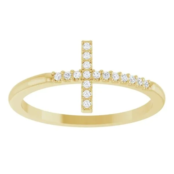 14 Karat Yellow  Gold Diamond Sideways Cross Diamond Ring Trinity Jewelers  Pittsburgh, PA