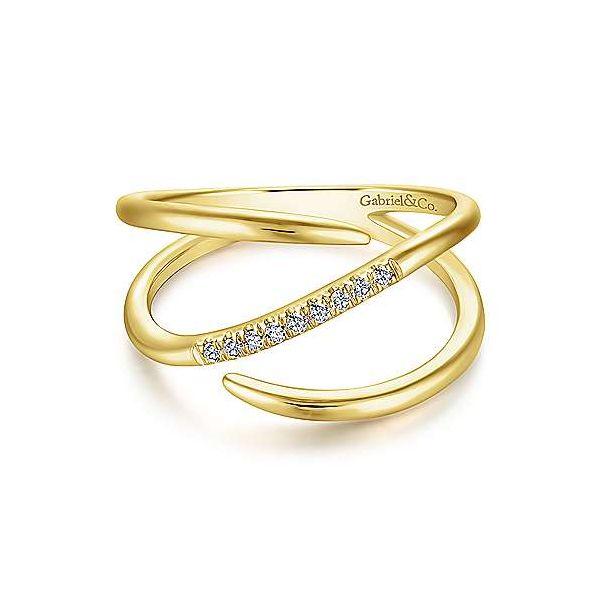 14 Karat Yellow Gold Split Shank Diamond Wrap Ring Trinity Jewelers  Pittsburgh, PA