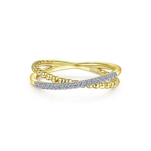 14 Karat Yellow Gold Criss-Cross Diamond Stackable Ring Trinity Jewelers  Pittsburgh, PA