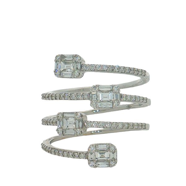 18 Karat White Gold Baguette and Round Diamond Ring Trinity Jewelers  Pittsburgh, PA