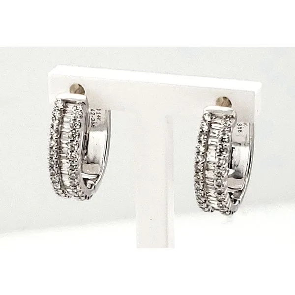 14 Karat White Gold Diamond Hoop Earring Trinity Jewelers  Pittsburgh, PA