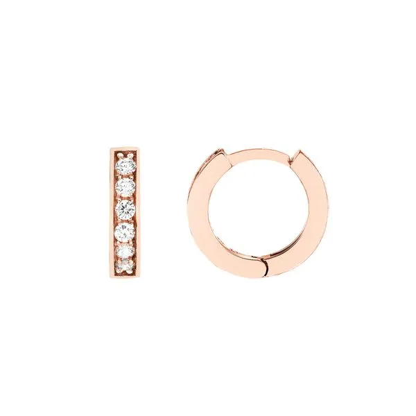 14 Karat Rose Gold Diamond Huggie Earrings Trinity Jewelers  Pittsburgh, PA