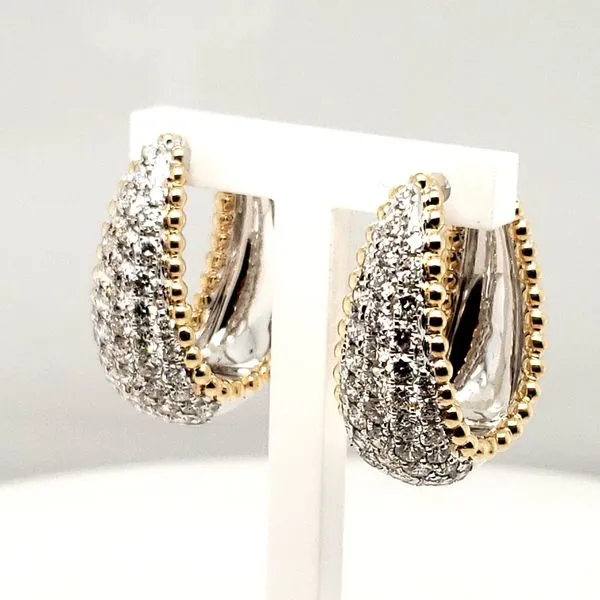 14 Karat Yellow & White Gold Diamond Hoop Earrings Trinity Jewelers  Pittsburgh, PA
