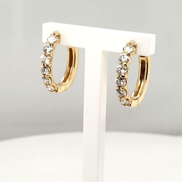 14 Karat Yellow Gold Diamond Hoop Earrings Trinity Jewelers  Pittsburgh, PA