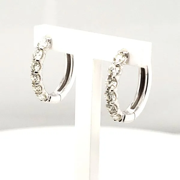 14 Karat White Gold Diamond Hoop Earrings Trinity Jewelers  Pittsburgh, PA