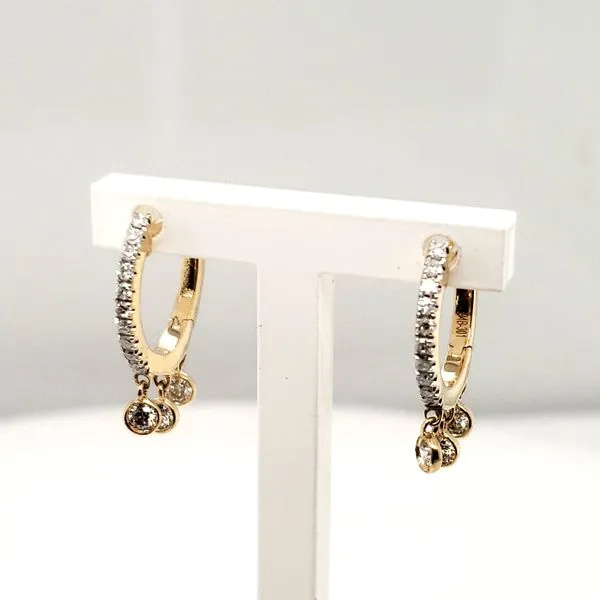 14 Karat Yellow Gold Diamond Hoop Earrings Trinity Jewelers  Pittsburgh, PA