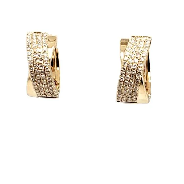 14 Karat Yellow Gold Diamond Hoop Earrings Trinity Jewelers  Pittsburgh, PA