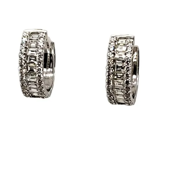 14 Karat White Gold Diamond Hoop Earrings Trinity Jewelers  Pittsburgh, PA