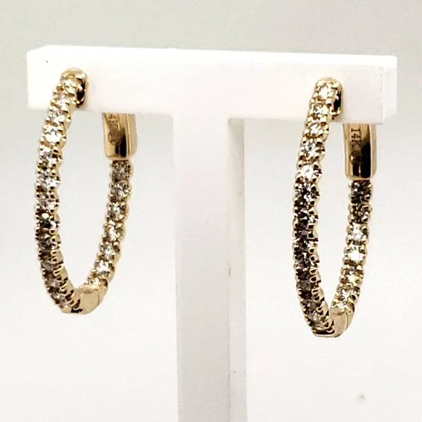 14 Karat Yellow Gold Diamond Hoop Earrings Trinity Jewelers  Pittsburgh, PA