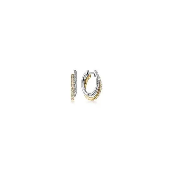 14 Karat White & Yellow Gold Diamond Huggie Earrings Trinity Jewelers  Pittsburgh, PA