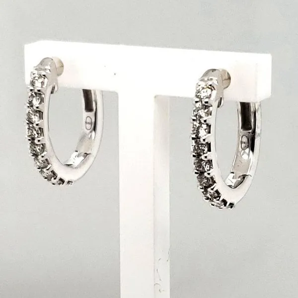 14 Karat White Gold Diamond Hoop Earrings Trinity Jewelers  Pittsburgh, PA