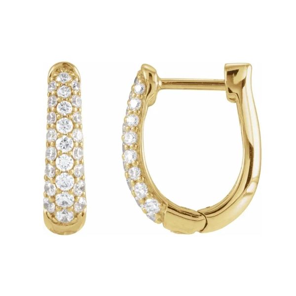 14 Karat Yellow Gold Diamond Hoop Earrings Trinity Jewelers  Pittsburgh, PA