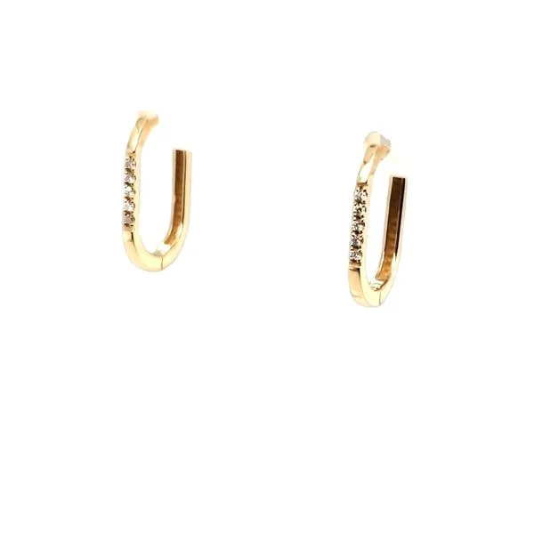14 Karat Yellow Gold Diamond Hoop Earrings Trinity Jewelers  Pittsburgh, PA