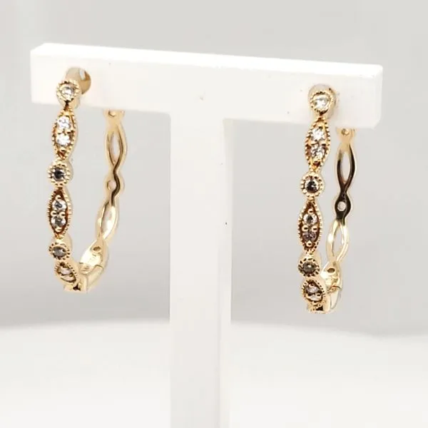 14 Karat Yellow Gold Diamond Hoop Earrings Trinity Jewelers  Pittsburgh, PA