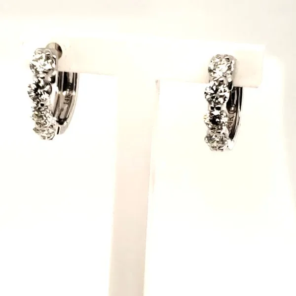 14 Karat White Gold Diamond Small Hoop Earrings Trinity Jewelers  Pittsburgh, PA