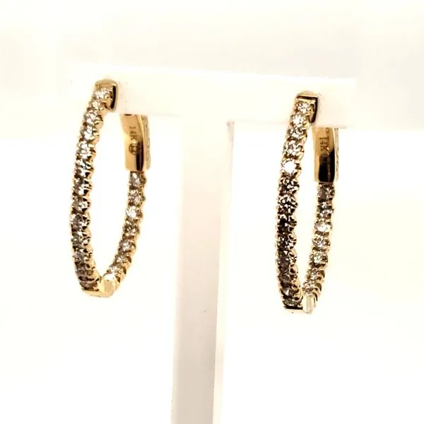 14 Karat Yellow Gold Diamond Oval Hoop Earrings Trinity Jewelers  Pittsburgh, PA