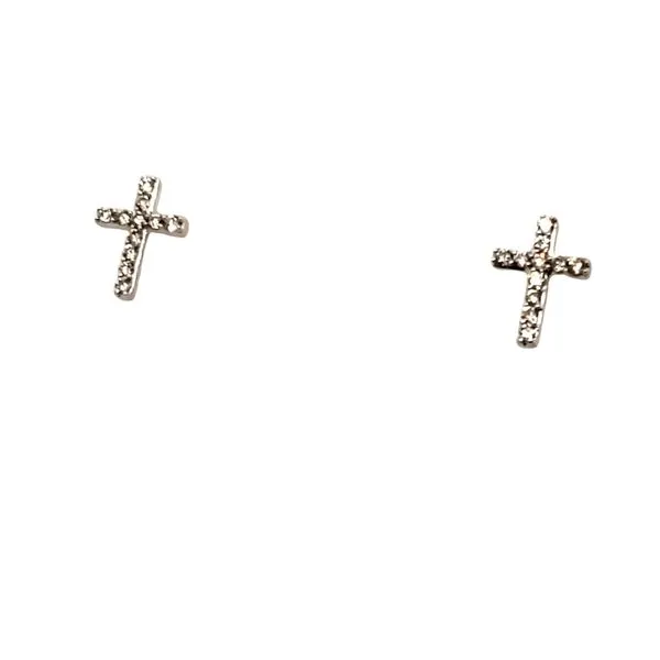 14 Karat White Gold Diamond Cross Earrings Trinity Jewelers  Pittsburgh, PA