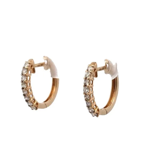 14 Karat Yellow Gold Diamond Hoop Earrings Trinity Jewelers  Pittsburgh, PA