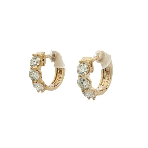 14 Karat Yellow Gold Diamond Huggie Hoop Earrings Trinity Jewelers  Pittsburgh, PA