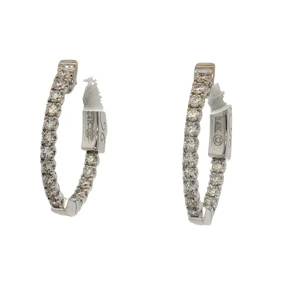 14 Karat White Gold Diamond Inside/Out Hoop Earrings Trinity Jewelers  Pittsburgh, PA